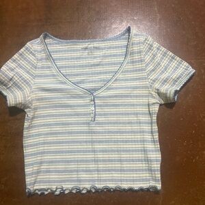 American Eagle Outfitters Blue and Cream Striped Top